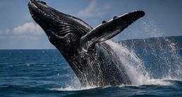 Baleine à bosse jaillissant dans la baie de Samaná