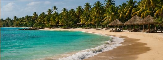 Plage de sable blanc bordée de cocotiers à Las Terrenas