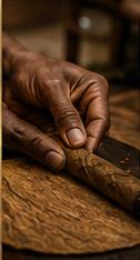 Mains d'un torcedor roulant un cigare